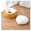 Longsen winter indoor warm cat bed Christmas pet heated yellow flannel velvet pet beds - Image 3