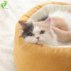 Longsen winter indoor warm cat bed Christmas pet heated yellow flannel velvet pet beds