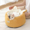 Longsen winter indoor warm cat bed Christmas pet heated yellow flannel velvet pet beds - Image 5