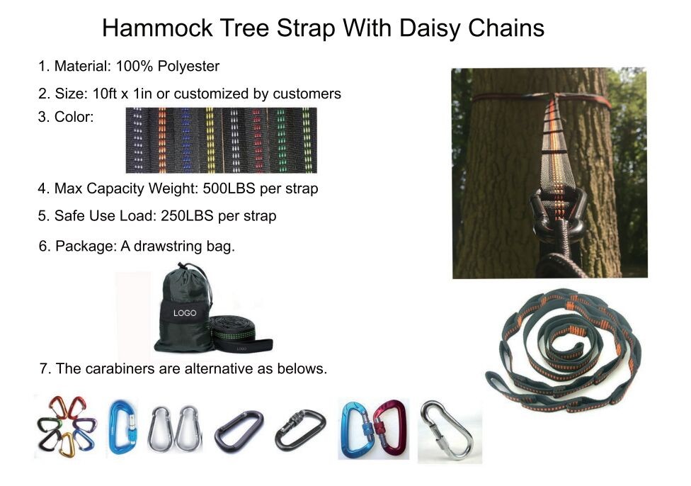 Hammock tree strap with daisy chains