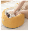 Longsen winter indoor warm cat bed Christmas pet heated yellow flannel velvet pet beds - Image 2