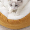 Longsen winter indoor warm cat bed Christmas pet heated yellow flannel velvet pet beds - Image 4
